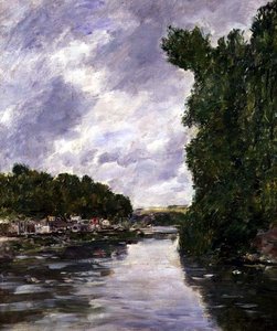 River near Abbeville by Eugene Louis Boudin