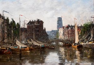 Rotterdam, the Stock Exchange Bridge by Eugene Louis Boudin