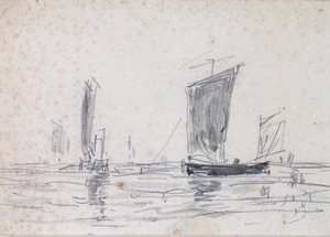 Sailing Boats on the Sea by Eugene Louis Boudin