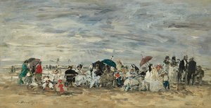 Trouville, Beach Scene by Eugene Louis Boudin