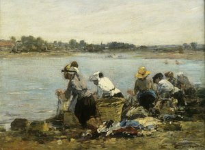 Washerwomen at la Torque by Eugene Louis Boudin