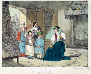 A Visit to the Village (Illustration of the Book La Vie de Chateau) by Eugene Louis Lami