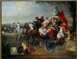 Carnival Scene in Paris, Place de la Concorde in 1834 by Eugene Louis Lami