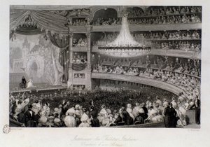 Ovation of an actor during a performance at the Theatre des Italians in Paris. Engraving by Eugene Louis Lami (1800-1890) 1843 Private collection by Eugene Louis Lami