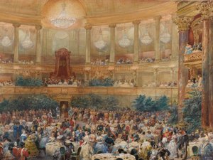 The dinner at Versailles in the presence of Napoleon III by Eugene Louis Lami