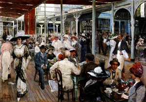 The Terrace of a Cafe, Mar del Plata, Argentina by Eugenio Alvarez Dumont