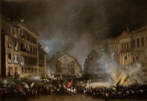 Episode of the Revolution of 1854 in Puerta del Sol in Madrid by Eugenio Lucas Velázquez