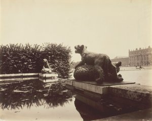 Versailles, Fontaine du Point du Jour, Tiger Subduing a Bear by Houzeau, 1903 by Eugène Atget