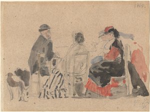 Conversation on the Beach by Eugène Boudin