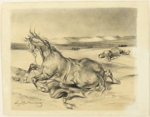 Fallen Horse and Dead Knight by Eugène Delacroix