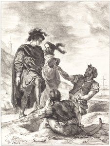 Hamlet and Horatio before the Gravediggers (Act V, Scene I) by Eugène Delacroix