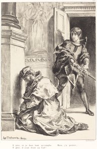 Hamlet is Tempted to Kill the King Act III, Scene III by Eugène Delacroix