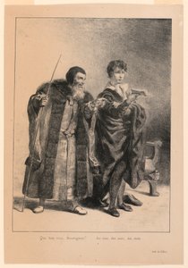 Illustration for Hamlet. Polonius and Hamlet (II,2) by Eugène Delacroix
