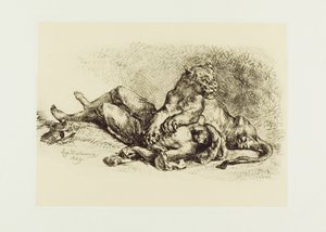 Lioness Tearing at the Chest of an Arab by Eugène Delacroix