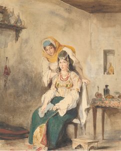 Saada, the Wife of Abraham Ben-Chimol, and Préciada, One of Their Daughters by Eugène Delacroix