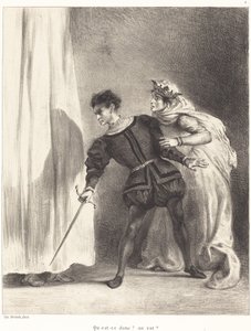 The Murder of Polonius (Act III, Scene IV) by Eugène Delacroix