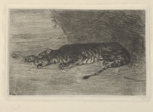 Tiger Lying at the Entrance of its Lair, ca. 1828-30 by Eugène Delacroix