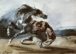 Tiger Attacking a Wild Horse