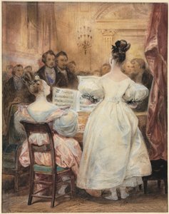 A Concert: Laura Devéria Singing by Eugène François Marie Joseph Devéria