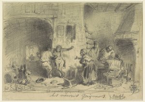 Inn Interior with Drunken Visitors Refusing to Pay by Eugène François de Block