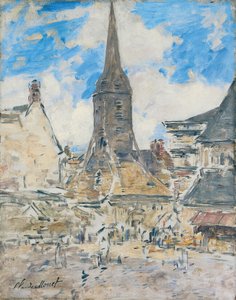 The Bell Tower of Sainte-Catherine, Honfleur by Eugene Louis Boudin