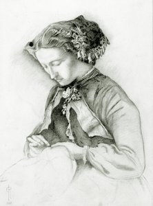 Portrait of Effie with Foxgloves in Her Hair (The Foxglove), 1853 by Euphemia Ruskin