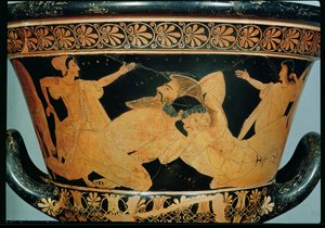 Attic Red-Figure Calyx-Krater Depicting Herakles Wrestling with Antaeus, from Cervetri