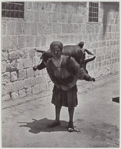 Jerusalem, a Water Bearer by European Photographer
