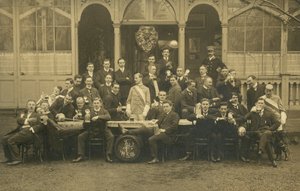 Portrait of a group of men, possibly a fencing club by European Photographer