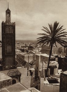 Tangiers, View of the town with the Aissaula Mosque by European Photographer