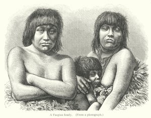 A Fuegian family by European School