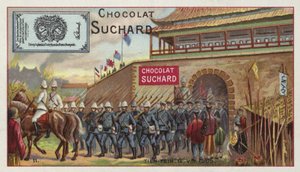 Allied troops marching out of Tianjin, China, Boxer Rebellion, 1900