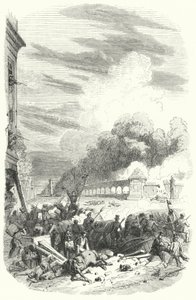 Belgian Rebels at a Barricade Facing the Parc de Bruxelles, Belgian Revolution by European School