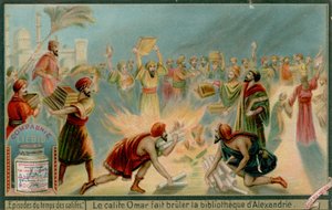 Caliph Omar Burns The Library at Alexandria by European School