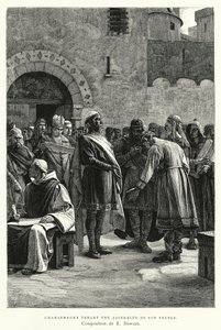 Charlemagne Holding an Assembly of His People by European School