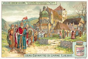 Coronation Procession of King Olaf II of Norway Leaving Trondheim Cathedral by European School