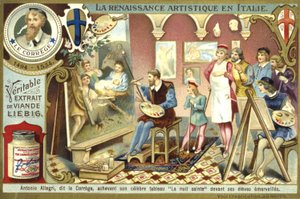 Correggio completing his painting of the Nativity in front of his amazed students by European School