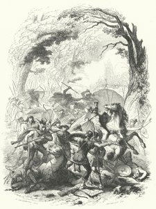 Defeat of the Roman Army Under Sabinus and Cotta by the Gauls, 54 BC (engraving) by European School