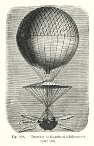 Descent of Blanchard at Billancourt (engraving) by European School