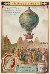 First untethered flight of the Montgolfier Brothers hot air balloon, 1783
