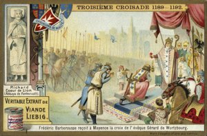 Frederick Barbarossa takes the Cross from the Bishop of Wurzburg, Mainz, Germany, Third Crusade, 1188 by European School