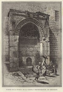 Fountain of the Chain Gate or Bab-Es-Silsileh, in Jerusalem by European School