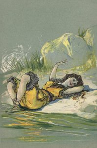 Girl Reclining on a Beach or Riverbank by European School