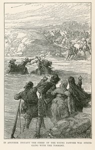 In Another Instant the Steed of the Young Pawnee was Struggling with the Torrent