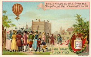 Invention of the hot air balloon by the Montgolfier Brothers, France