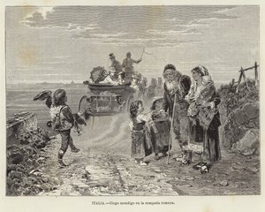 Blind Beggar in the Roman Countryside by European School