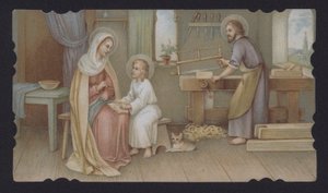 Jesus Christ as a Boy with His Mother, Mary, in Joseph