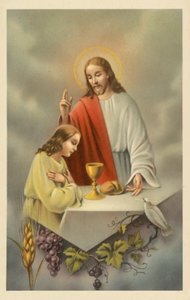 Jesus Christ blessing a girl taking Holy Communion by European School