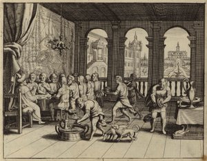 Joseph Serving a Banquet to His Brothers in Egypt (engraving)