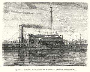 The Brazil, Armored Ship of the Brazilian Navy, View of the Central Fort (engraving) by European School